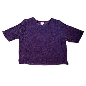 Maggie Barnes Catherines Shirt Top Women 3XWP Purple Lace Burnout Sheer Textured